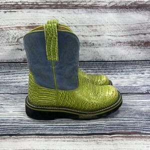 Ariat Fatbaby Green Croc & Blue Suede Western Cowgirl Boots 14746 Women’s Size 6